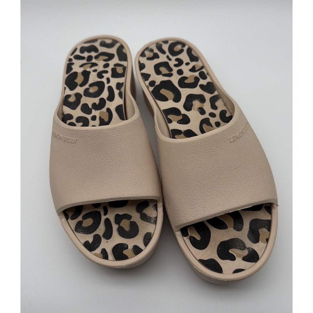 Lemon Jelly Platform Slide Sandals Size 38 US 7.5 Animal Print Vegan